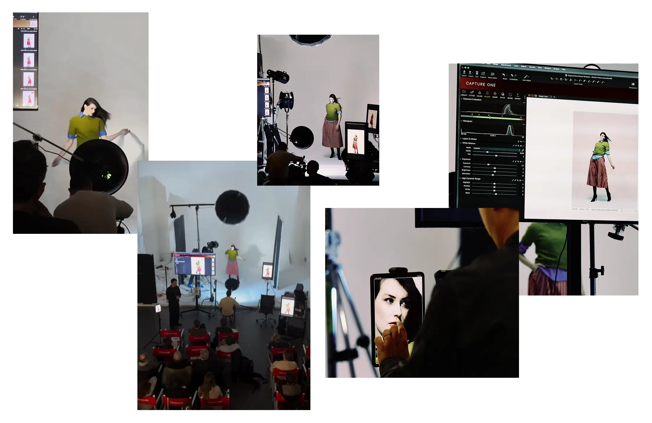 Workflow Capture One Studio e Studio for Enterprise durante uno shooting fotografico con team e monitor condivisi